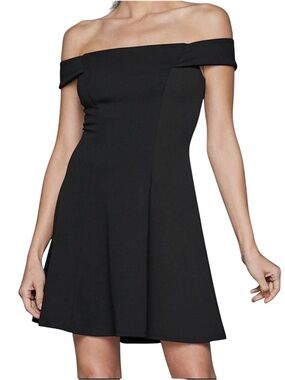 Teeze Me Off-Shoulder Black Flare Cocktail Dress